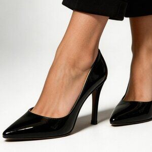 BCBG Black Patent Pointed-Toe Stiletto Heels for Women NWT